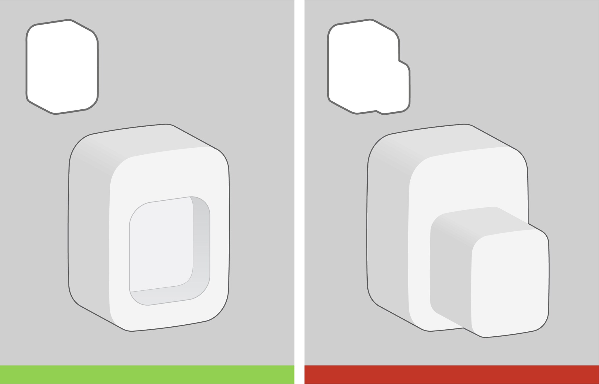 Example of Subtractive (left) vs Additive (right). 