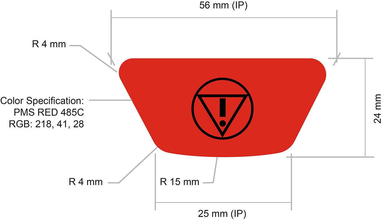 Details of an Emergency Stop button on a Bayer in Radiology device.