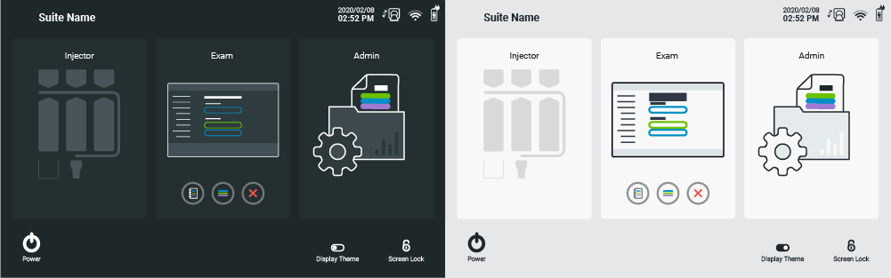 Dark ‘Twilight’ theme from a Radiology hardware device GUI; Light ‘Purity’ theme from a Radiology device GUI.