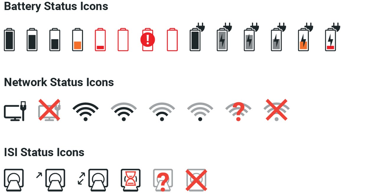 Status icons that follow a similar style, visual weighting and color hierarchy.