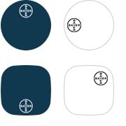 Launcher icon for Android: some possible placements and color versions of the Bayer Cross