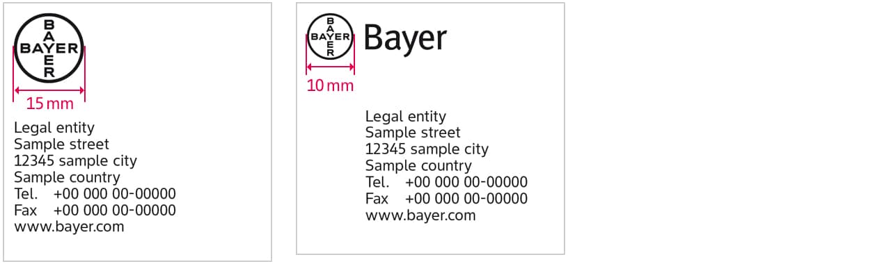Type area to edge 2,5 mm, Bayer Sans Regular, 9 pt, 11 pt line spacing