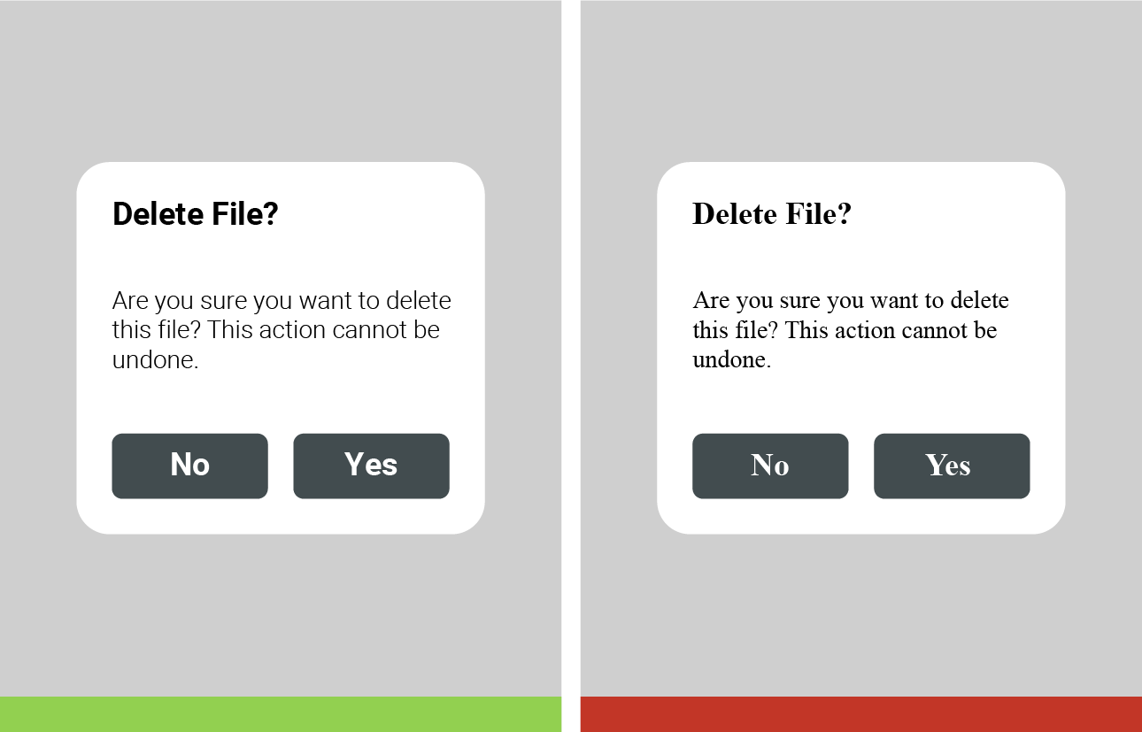 Sans serif fonts (left) vs Serif fonts (right).