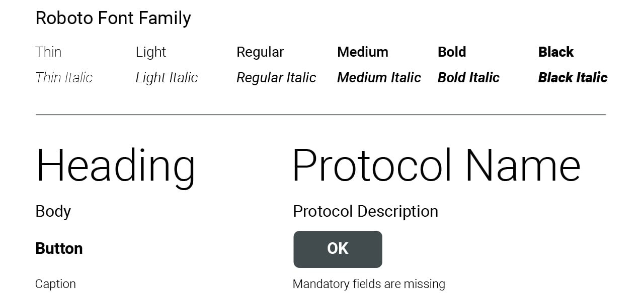 The Roboto typeface.