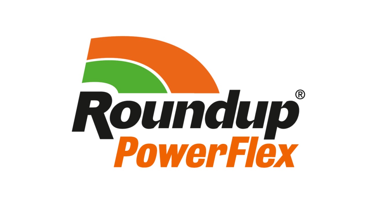 Logo of Roundup PowerFlex with an orange and green arc above the text.