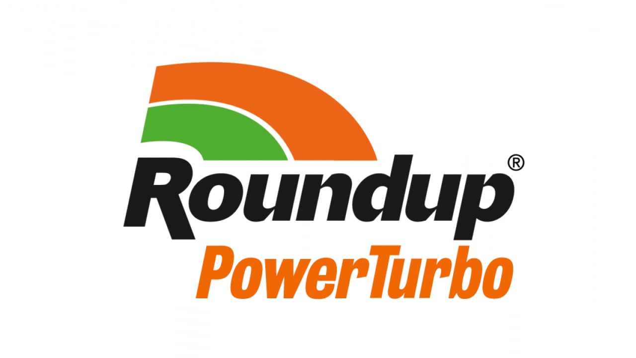 Roundup PowerTurbo logo with an orange and green curved design above the text.