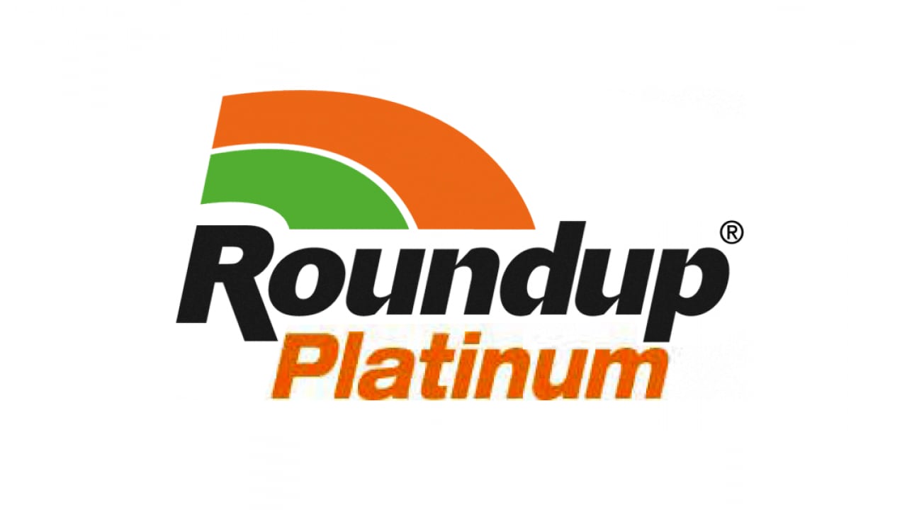 Roundup Platinum logo with an orange and green arc design above the text.