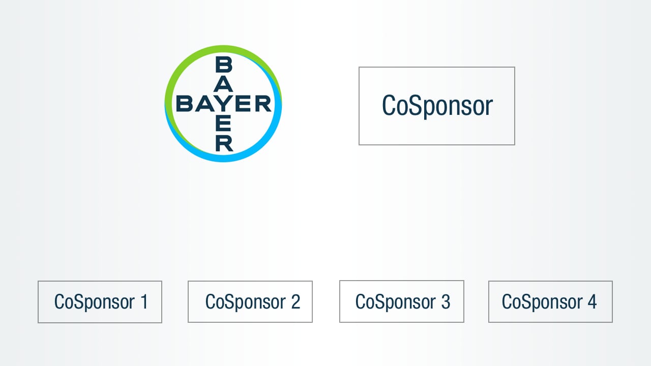 Bayer logo with surrounding text reading "CoSponsor" and boxes labeled "CoSponsor 1," "CoSponsor 2," "CoSponsor 3," and "CoSponsor 4" below it.