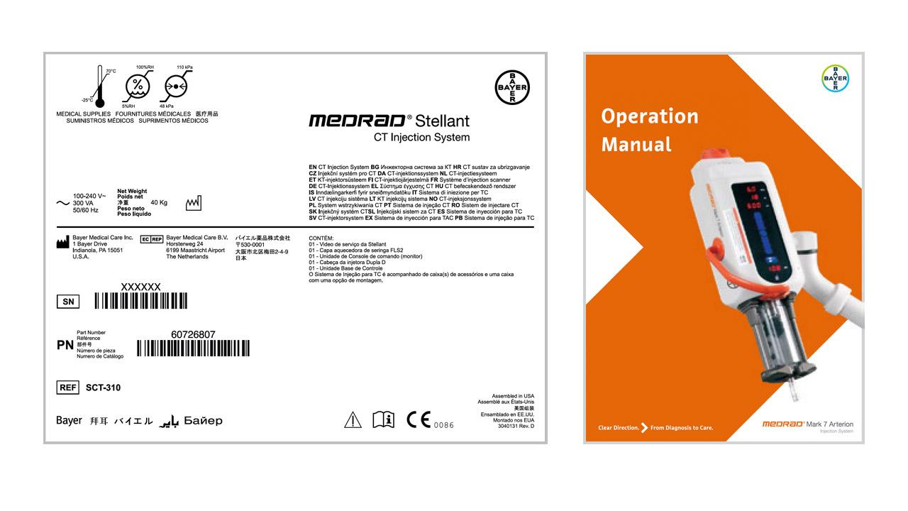 CT Injection System operation manual cover with a labeled control unit and safety information.