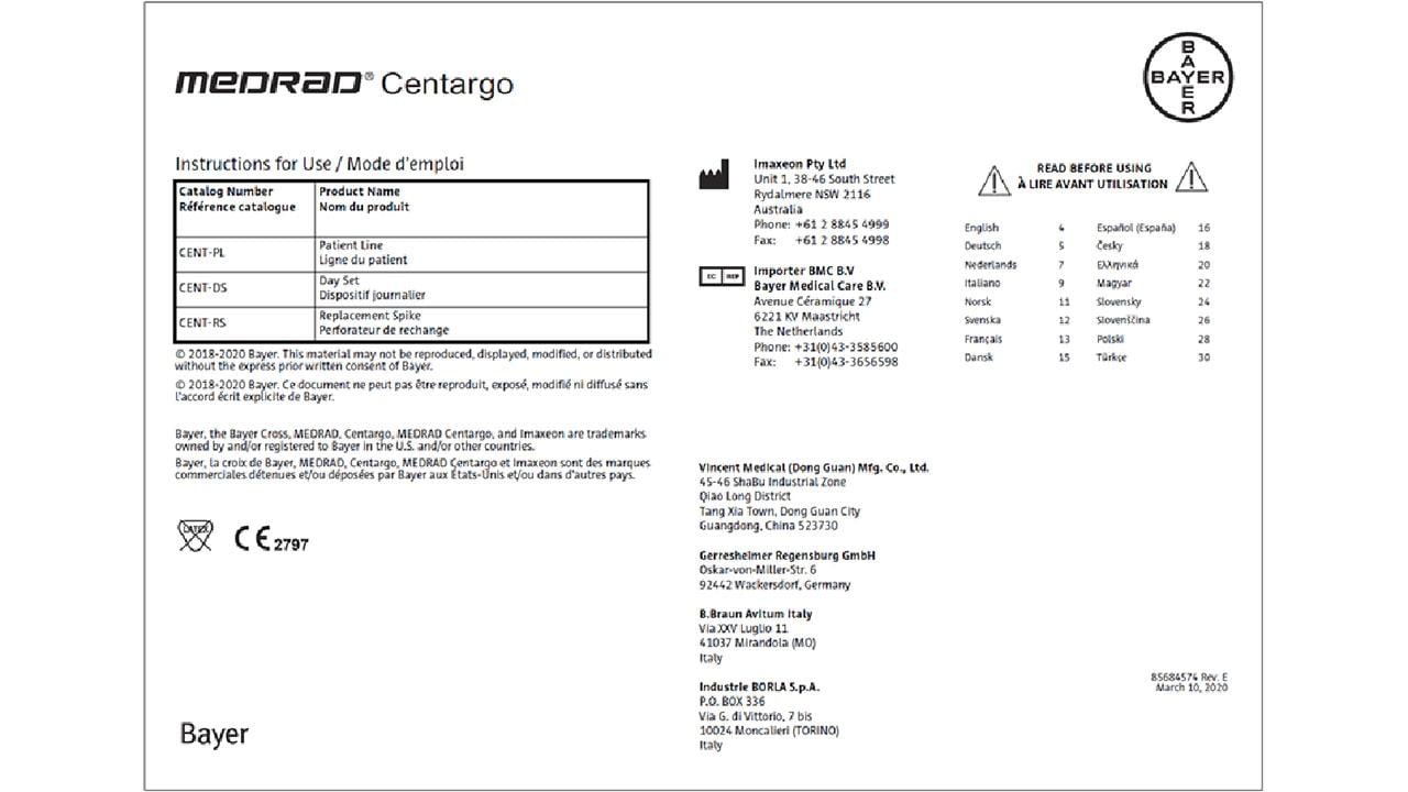 Example of a Radiology device IFU.