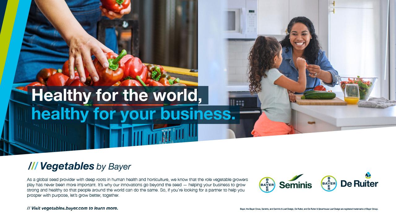 Advertisement for Vegetables by Bayer, landscape format 16:9