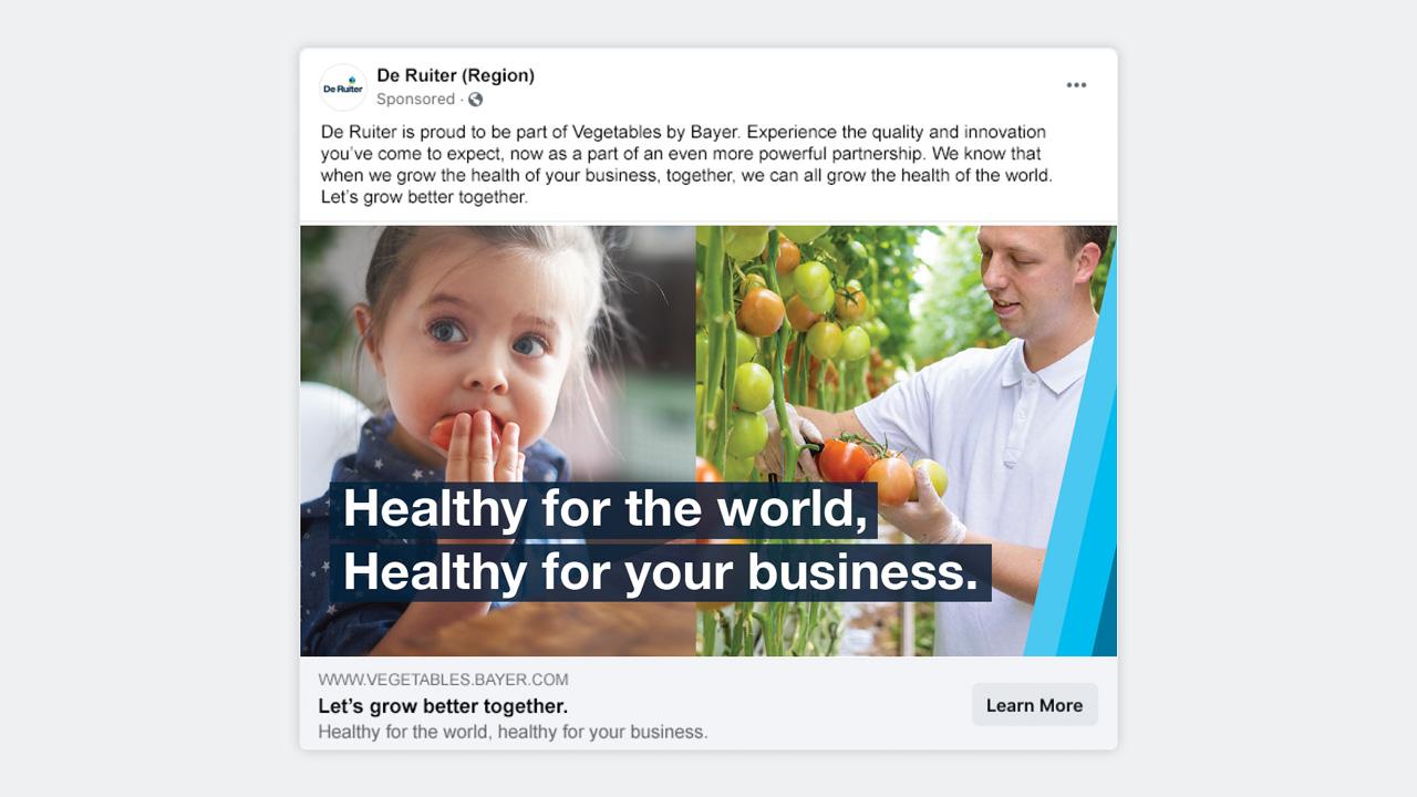 Social Media Post for De Ruiter, Facebook