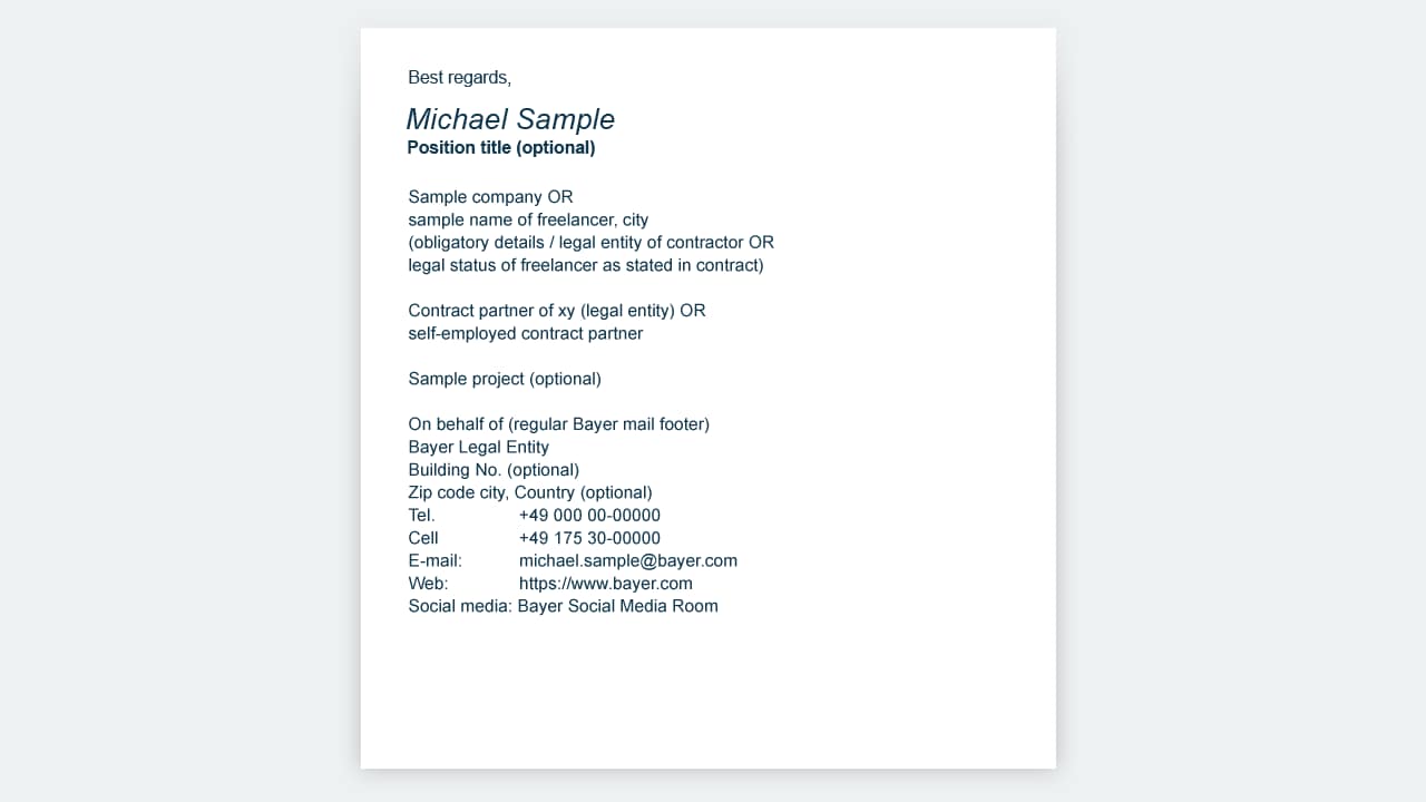 Examples of external mail footers