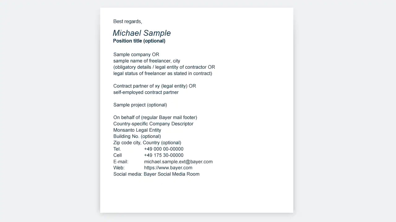 Examples of external mail footers