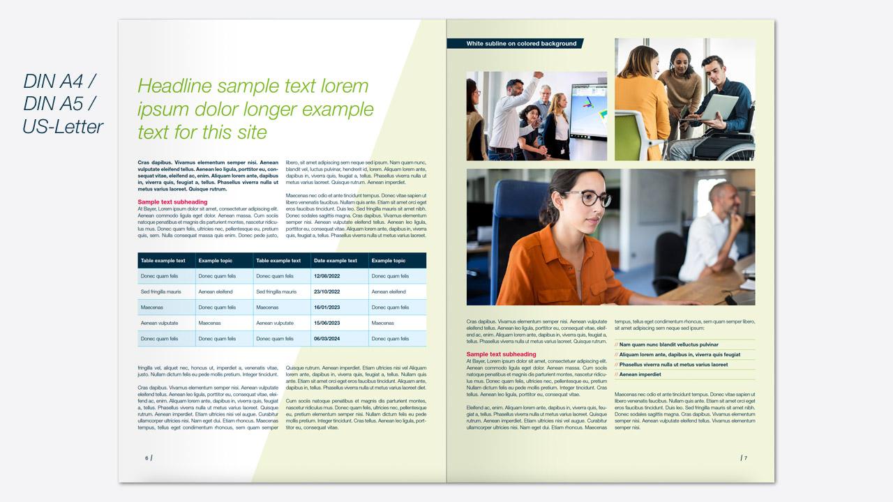 Examples of brochure inside page templates