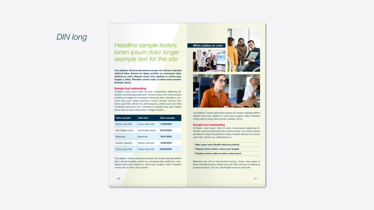 Examples of brochure inside page templates