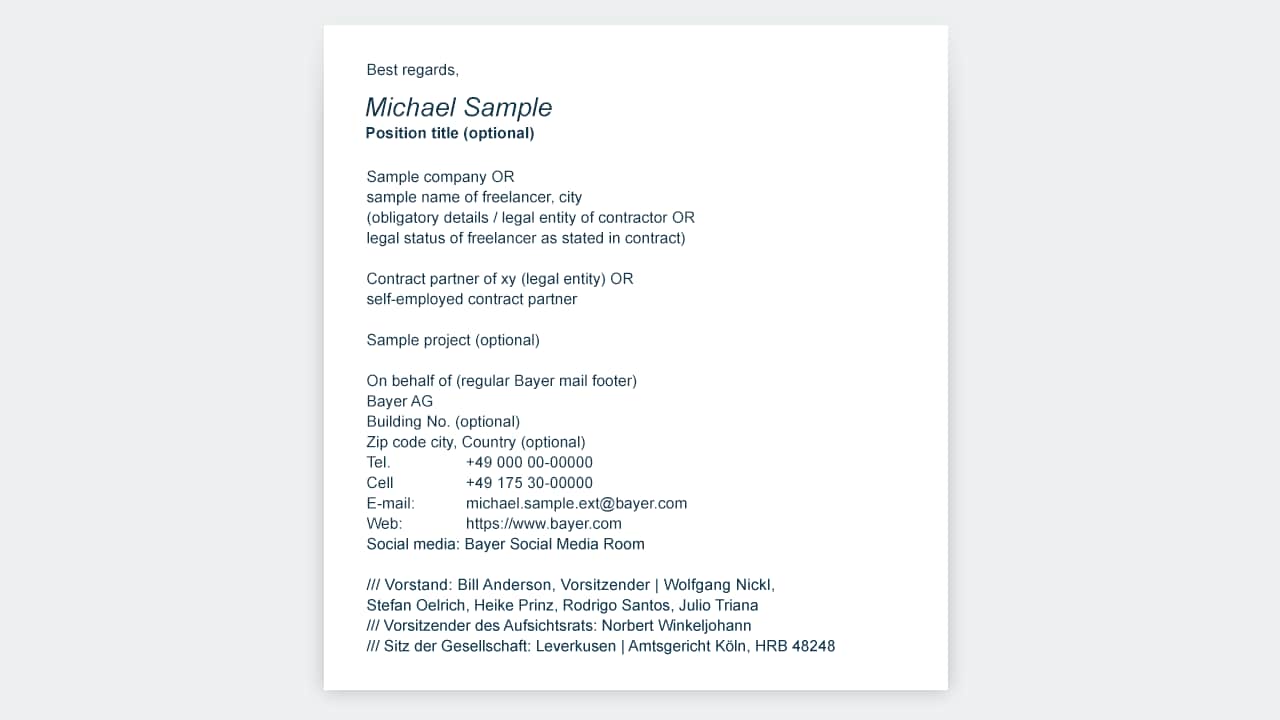 Examples of external mail footers