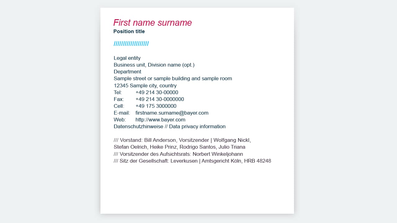 Example of mail footer options – Germany