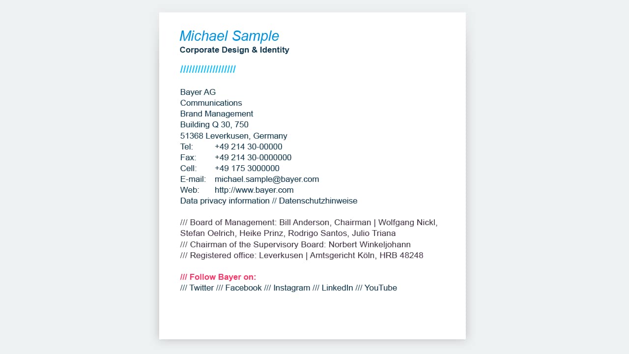Example of mail footer options – Germany