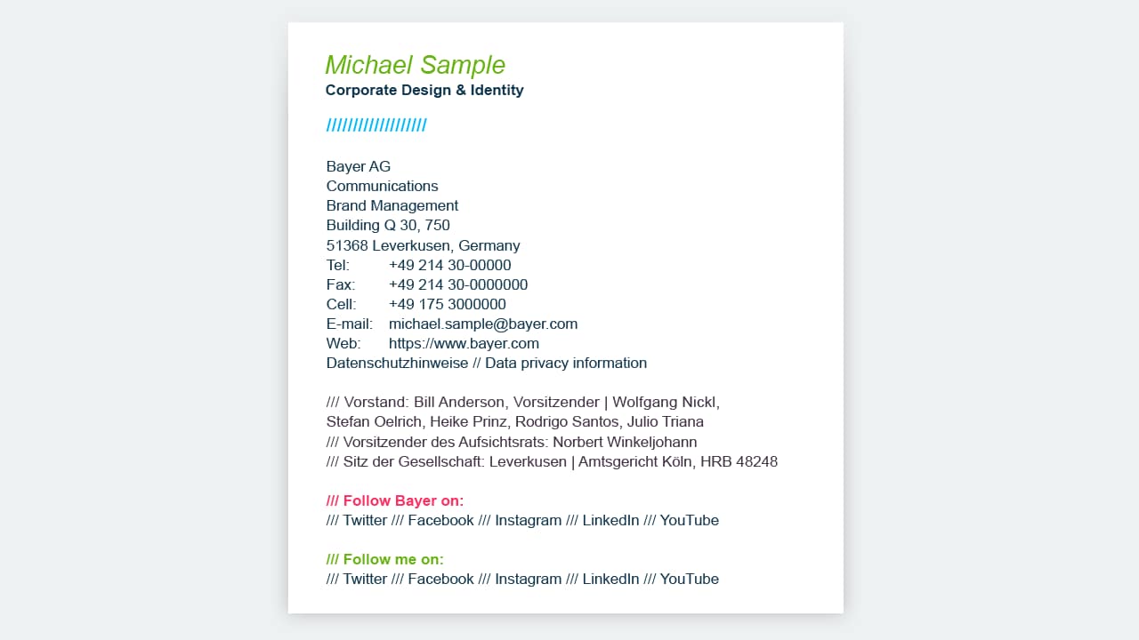 Example of mail footer options – Germany