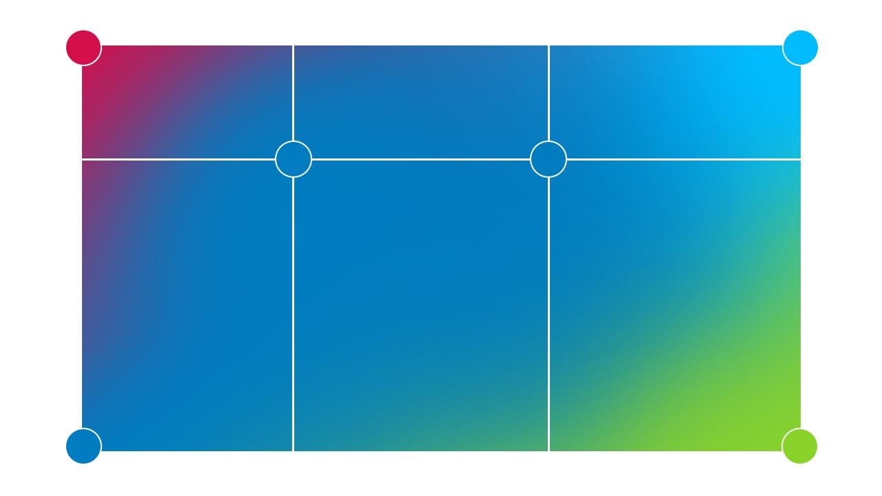 When using three colors the third one sits always in the corners as an accent.