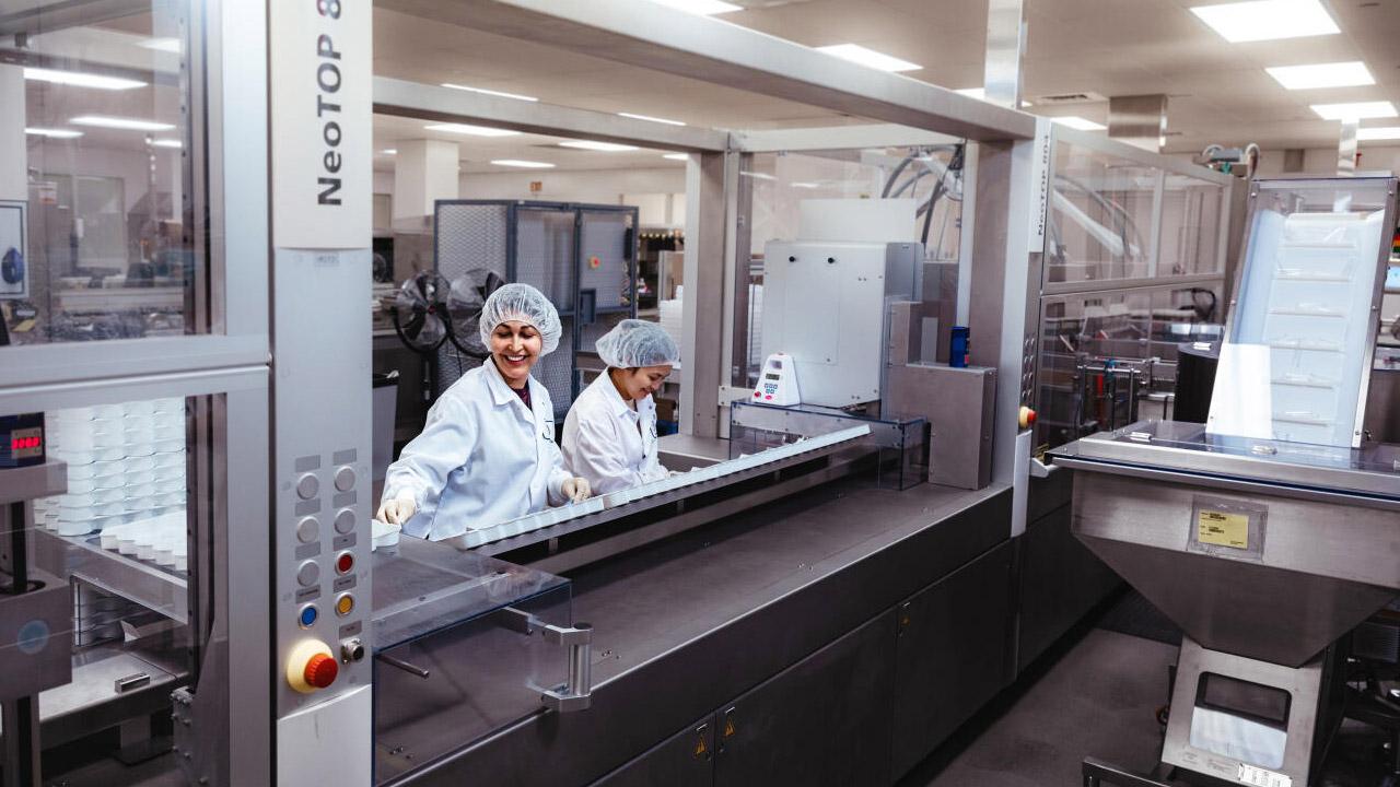 Employees in a packaging plant