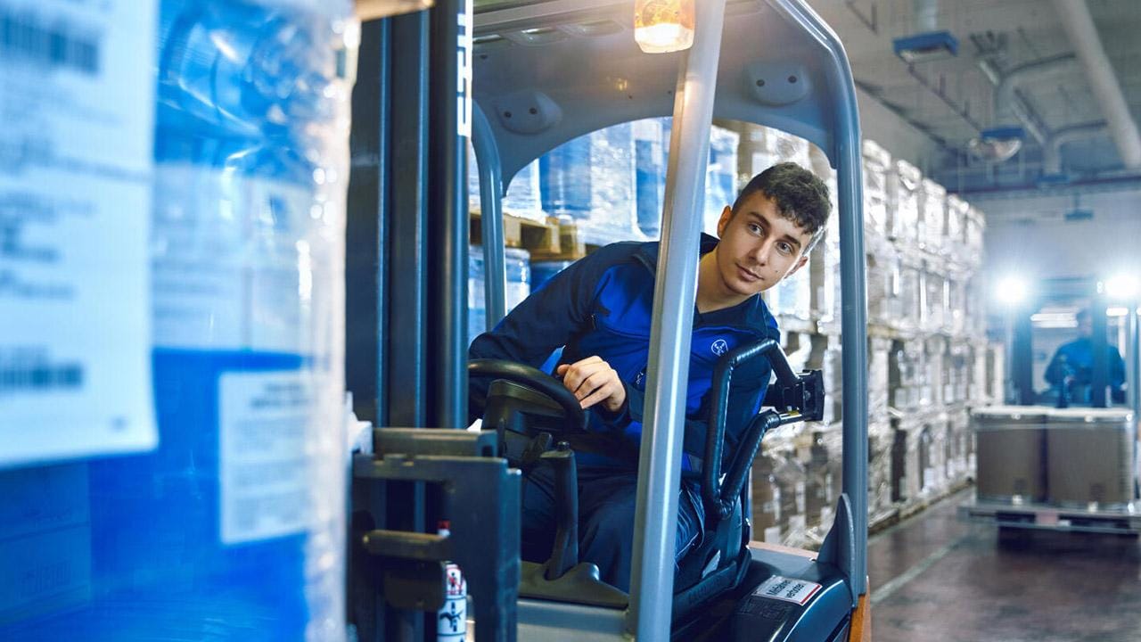Trainee in a forklift