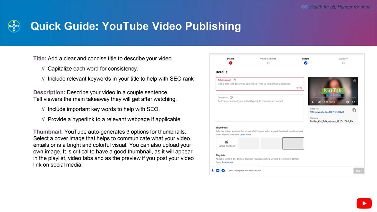 Quick Guide: YouTube Video Publishing