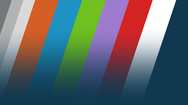 Vertical stripes in various colors—grey, orange, blue, green, purple, red, and white—against a dark background.
