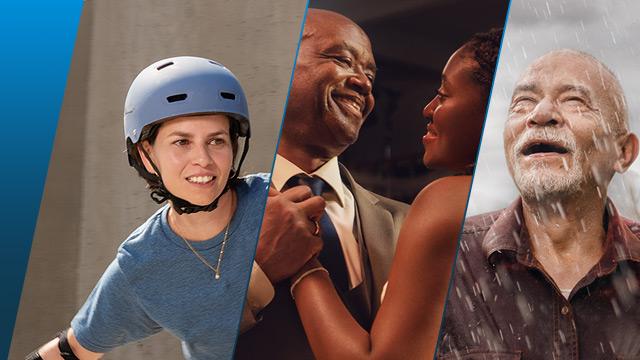Examples "Science for Better", Women with Skateboard, Farmer, Father with Daughter