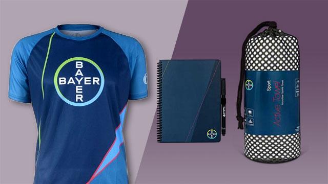 Merchandise examples, shirt, wallet, bag