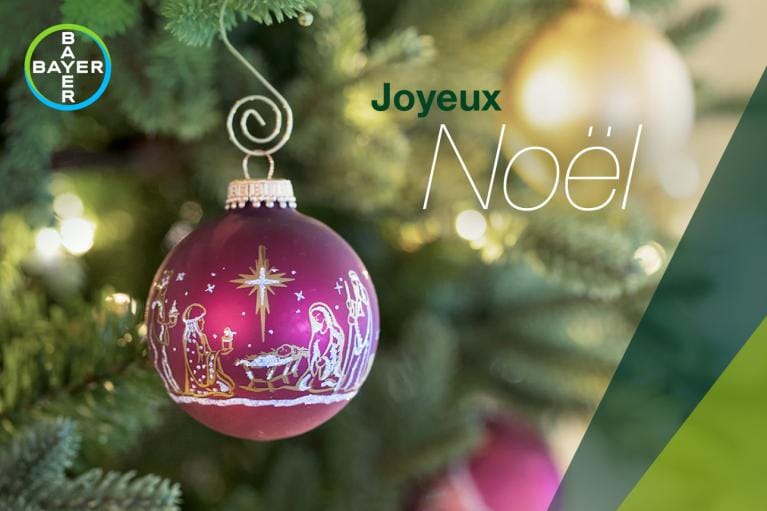 Joyeux Noël, Christmas ball with nativity scene